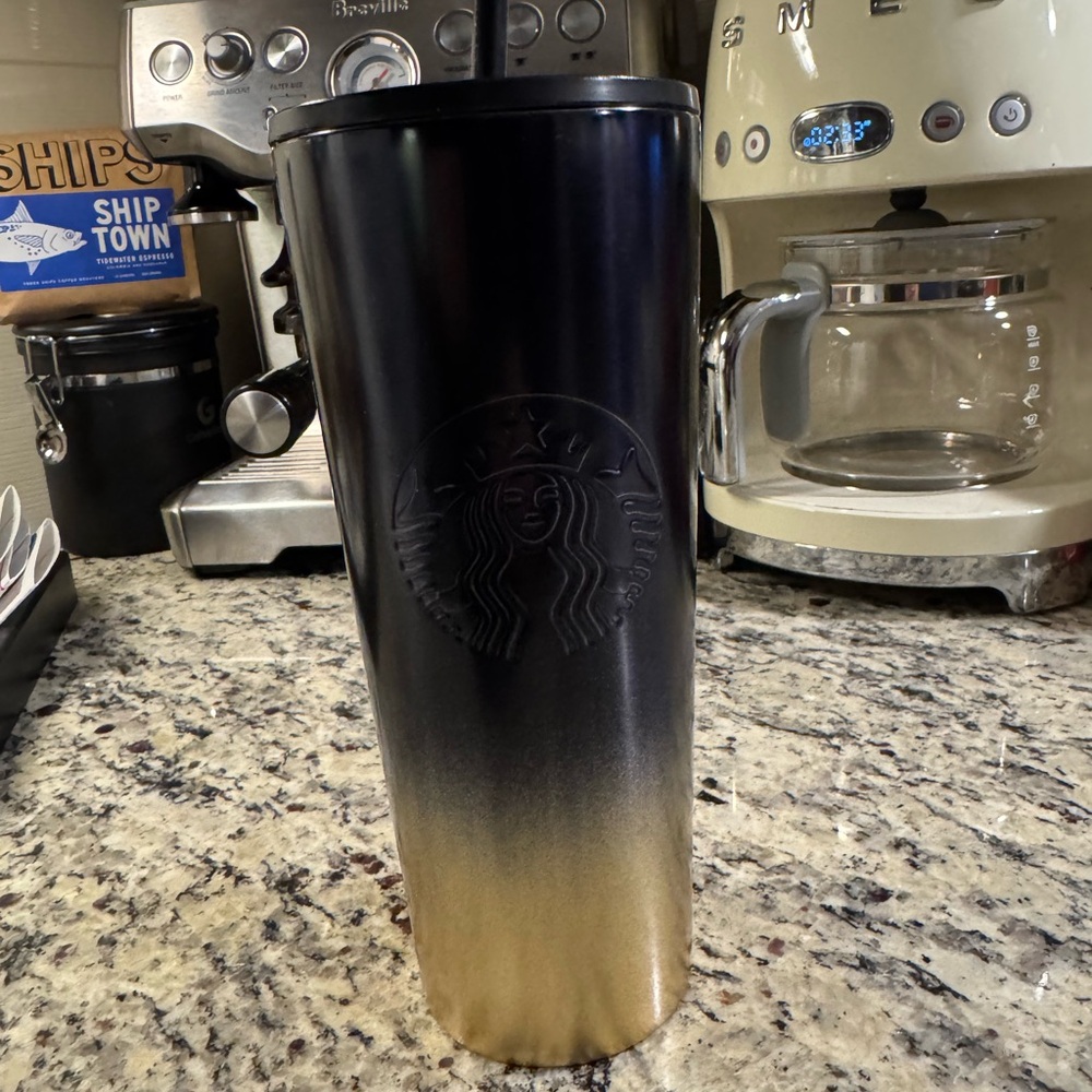 Starbucks Black and Gold Tumbler WDW 50th Anniversary